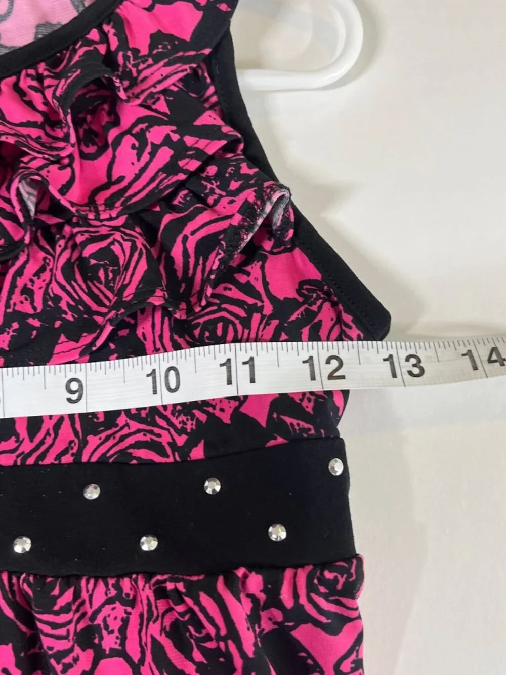 Justice Girls Size 12 Pink Black Floral Sleeveless Ruffle Dress